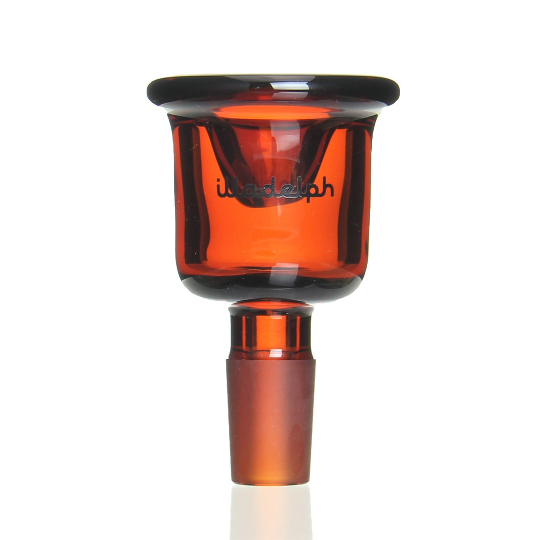 Illadelph 14/20 Single Hole Bell Slide Amber — signature bell-shaped 14mm male glass slide