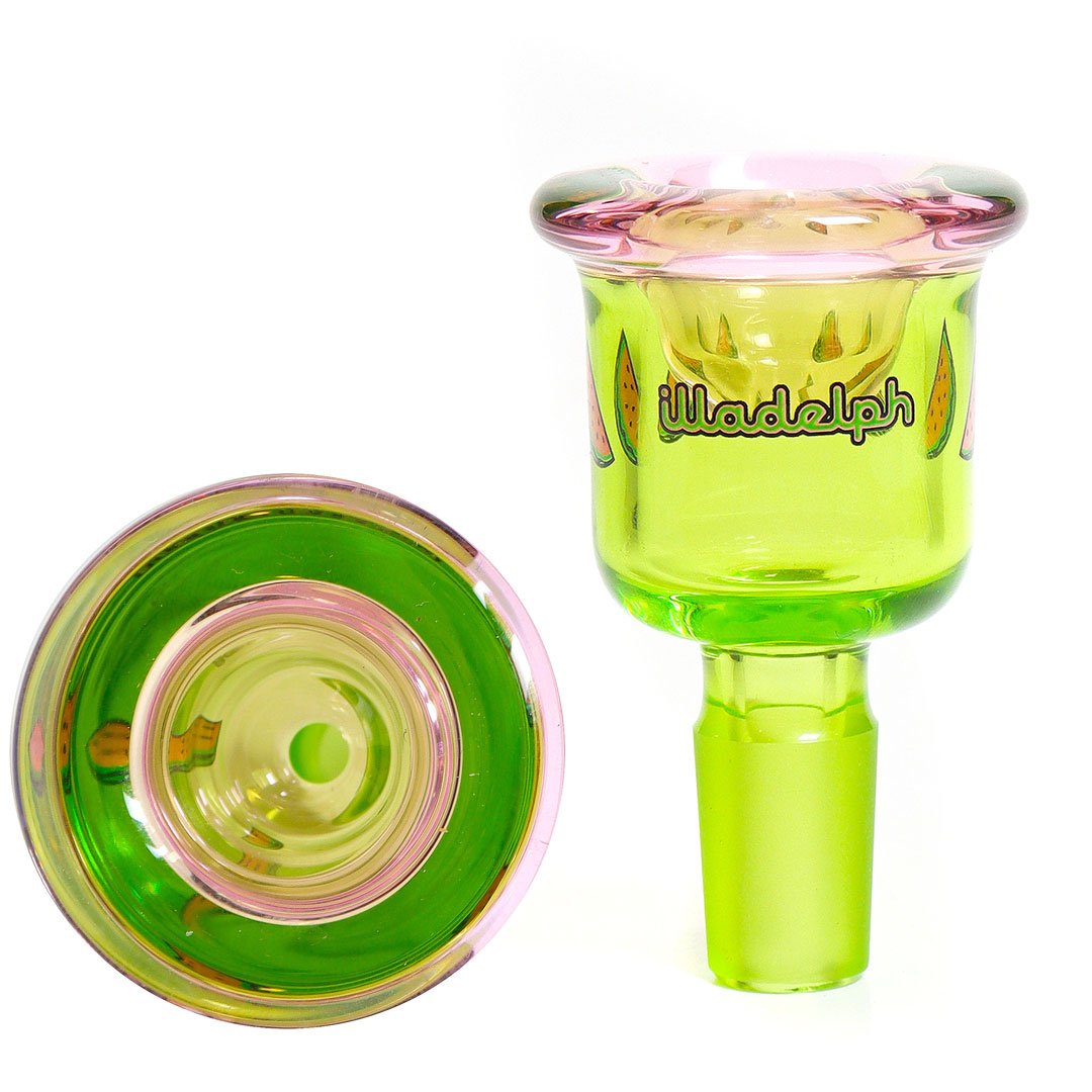 Illadelph 14/20 Single Hole Bell Slide Watermelon — signature bell-shaped 14mm male glass slide