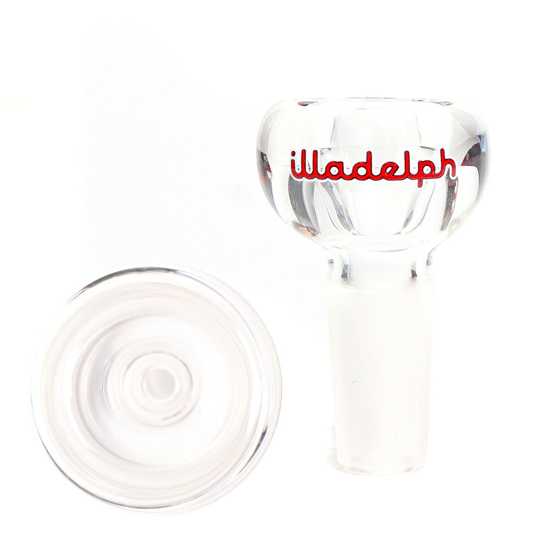Close-up of red Illadelph Single Hole Slide 14mm male joint