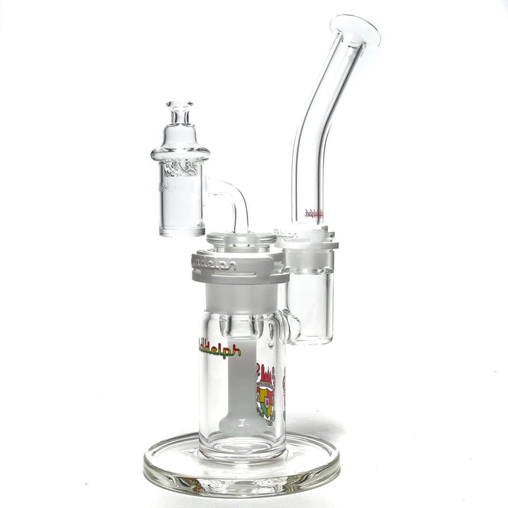 Illadelph Bubbler Rasta Label — rasta label glass bubbler, side profile