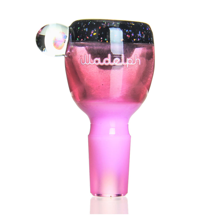 Illadelph x Harold Ludeman Single Hole Slide Crushed Opal Pink — limited-edition 14mm male glass slide with crushed opal lip and encased opal
