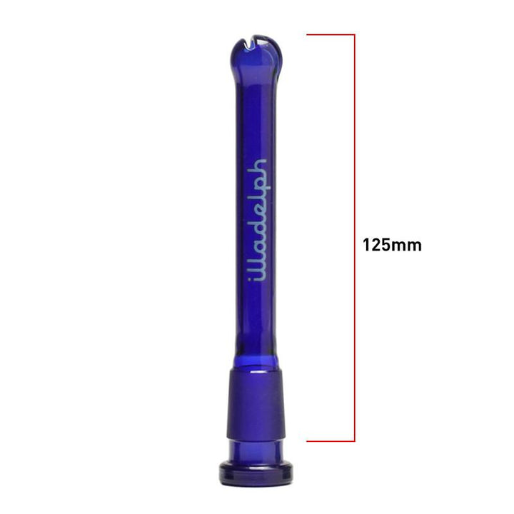 Illadelph Micro V2 Downstem in Blue – 125mm glass replacement downstem with precision airflow, designed for Illadelph Mini-Delph V2 setups.