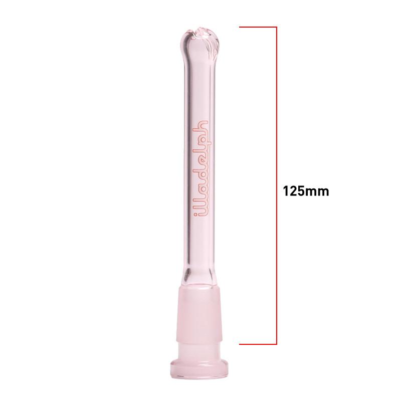 Illadelph Micro V2 Downstem in Pink – 125mm glass downstem with 14mm female and 18mm male joint, compatible with Illadelph Mini-Delph V2.