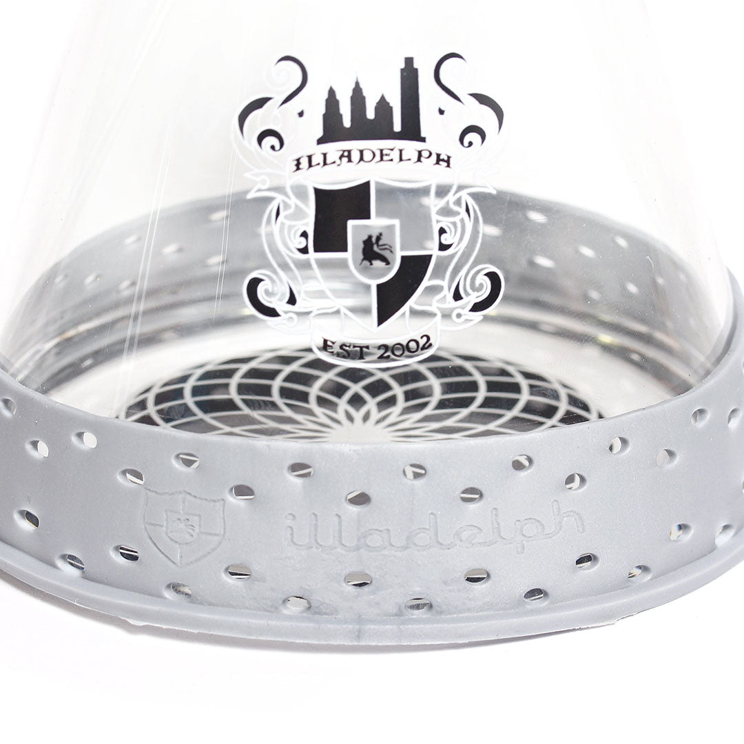 Illadelph Mini Base Bumper Grey — close-up of grey silicone beaker guard showing molded rim and cushioned fit