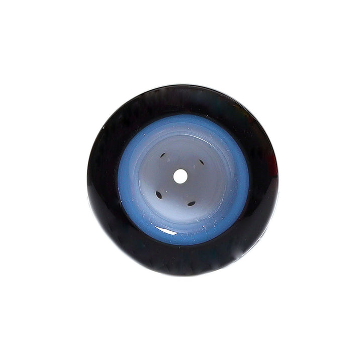 top down view of the illadelph 14mm multi hole bell slide in cobalt blue showing the five hole airflow pattern inside the bowl designed for even heat distribution and smoother combustion