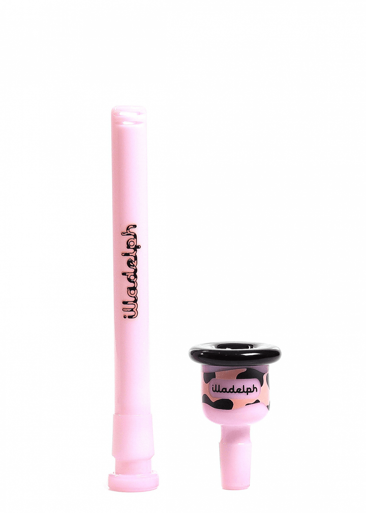 Illadelph 5mm Medium Beaker Cow Label Pink downstem and bowl combo