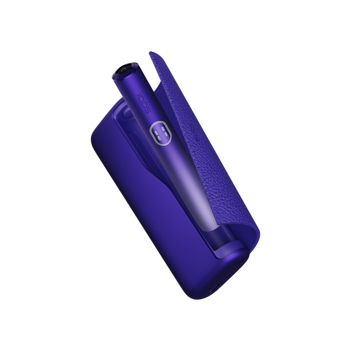 IQOS ILUMA i PRIME Electric Purple open pocket charger seen from above with the holder inside