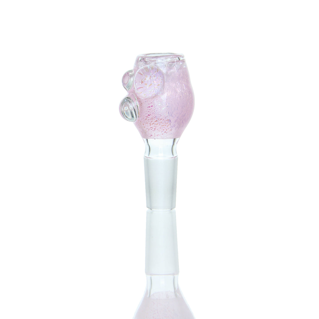 Ben Wilson - Full Color Disc Screen Slide in light pink with clear marbles, handcrafted glass bowl accessory, approx. 2.5&quot; height.