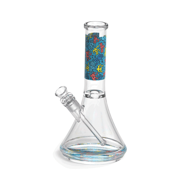 Keith Haring Glass Water Pipe - Multi Blue