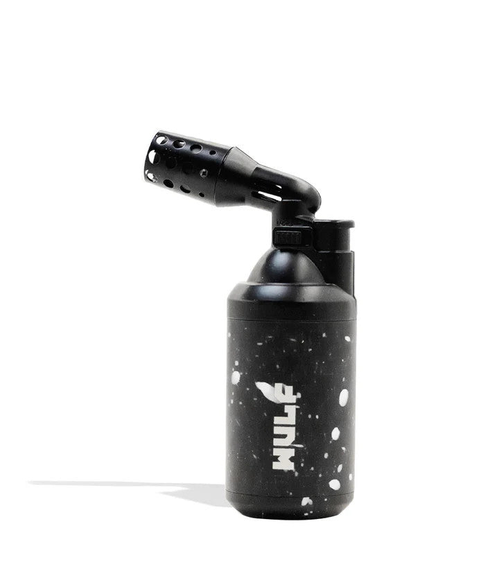 Wulf Mods Roar Torch – Black with White Splatter coating, free-standing torch with side switch flame control.