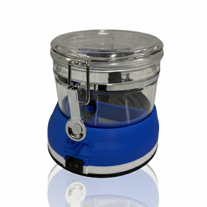 ODT Banger Bath Electric ISO Cleaner – blue and white edition with clear chamber and removable dunk basket.