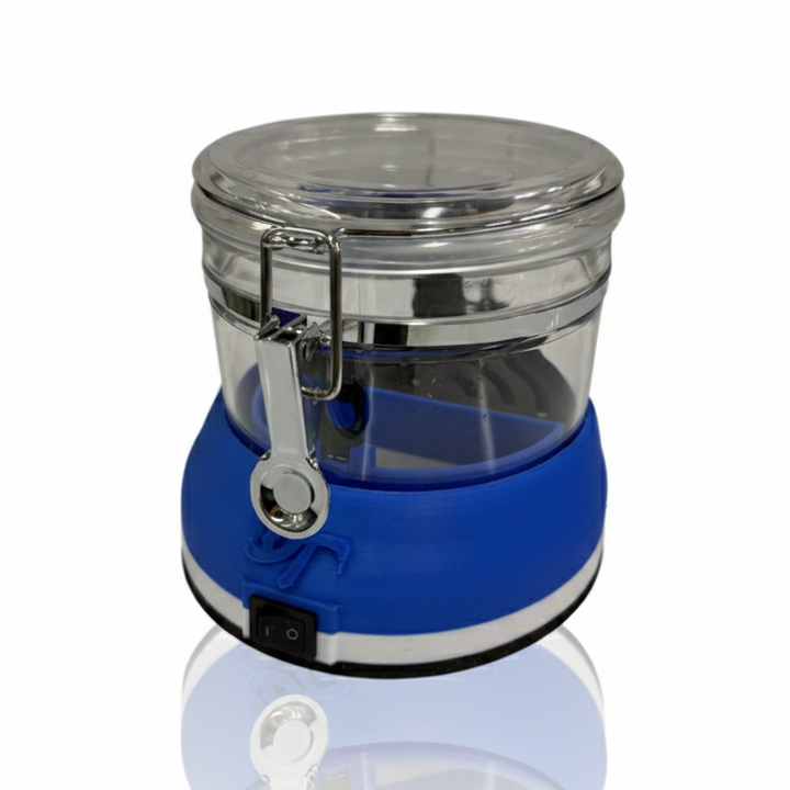 ODT Banger Bath Electric ISO Cleaner – blue and white edition with clear chamber and removable dunk basket.
