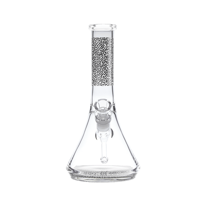 Keith Haring Glass Water Pipe - Black And White front view