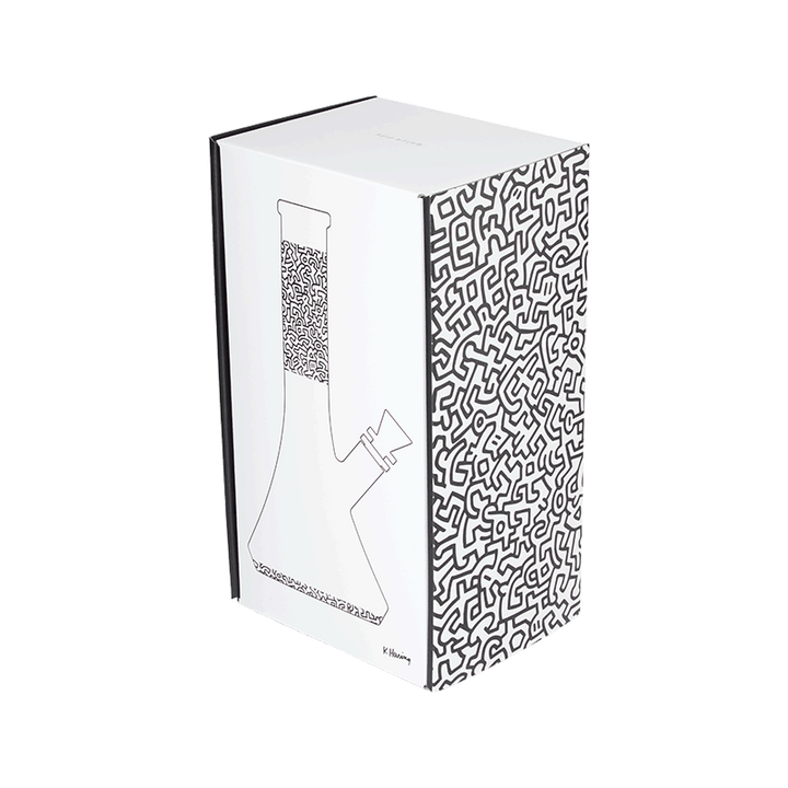 Keith Haring Glass Water Pipe - Black And White packaging view