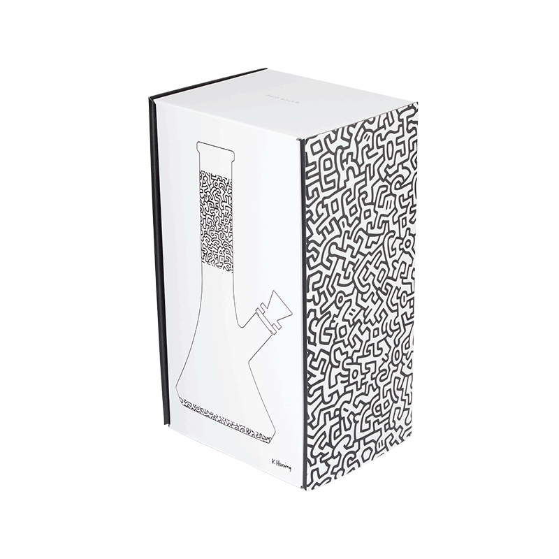 Keith Haring Glass Water Pipe - Black And White packaging view