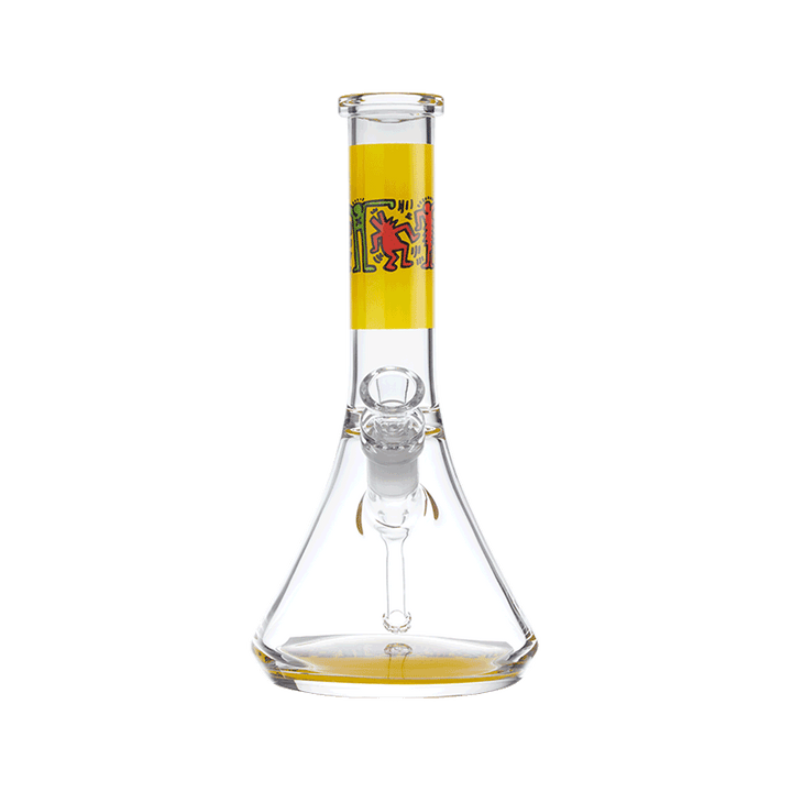 Keith Haring Glass Water Pipe - Multi Yellow front view