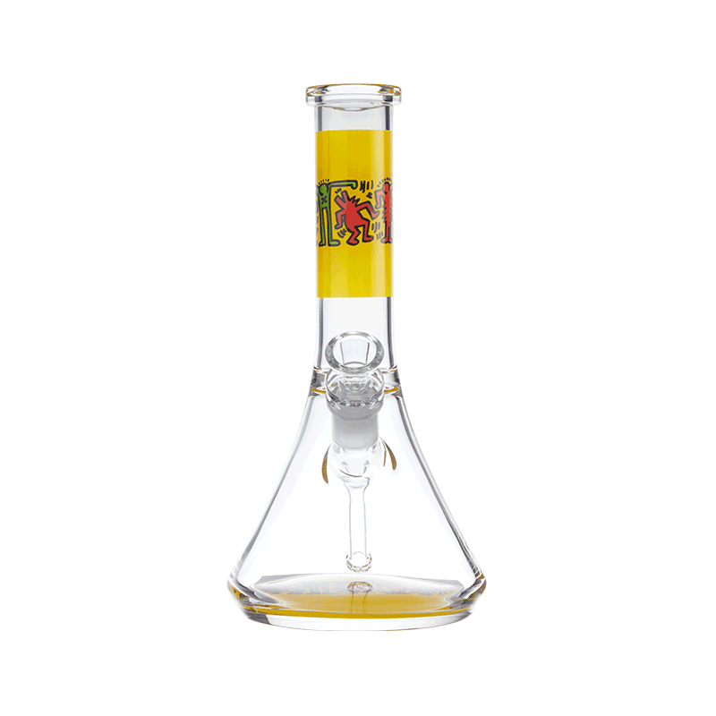 Keith Haring Glass Water Pipe - Multi Yellow front view