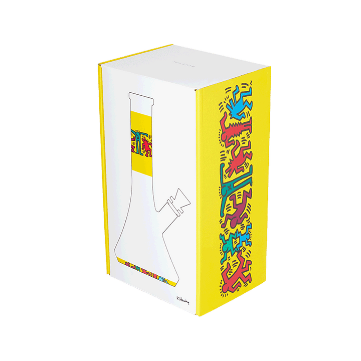 Keith Haring Glass Water Pipe - Multi Yellow packaging view