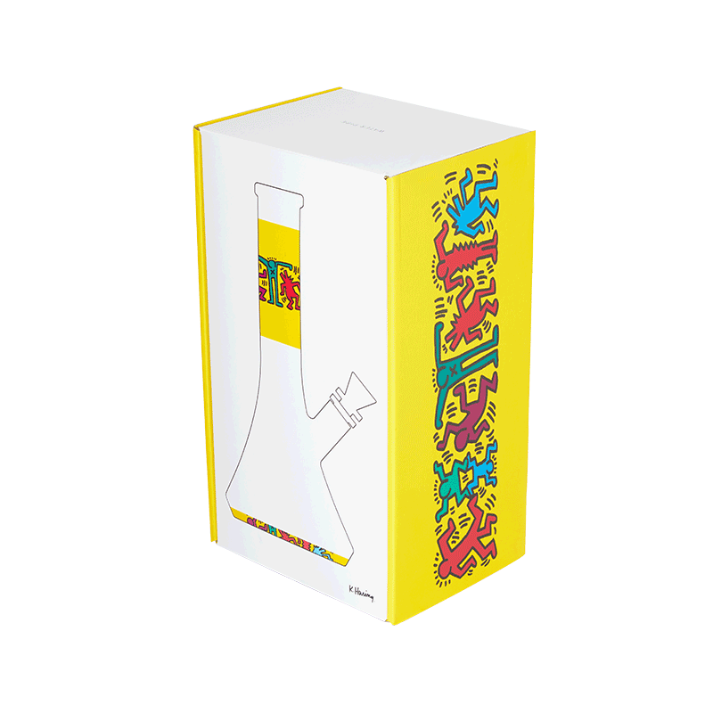Keith Haring Glass Water Pipe - Multi Yellow packaging view