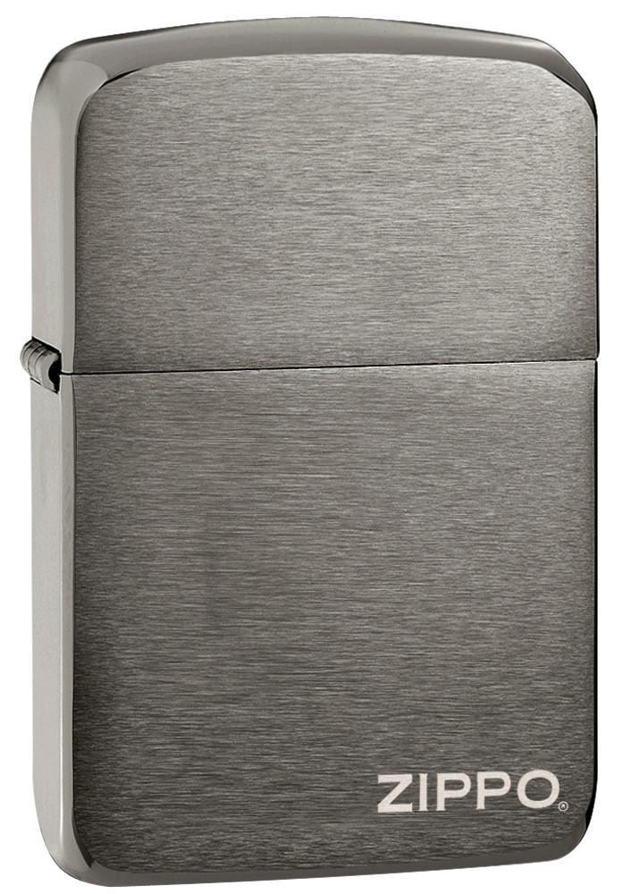 Zippo - 1941 Replica Black Ice with Zippo Logo Lighter featuring a brushed chrome finish and engraved Zippo logo. Classic windproof design for collectors.