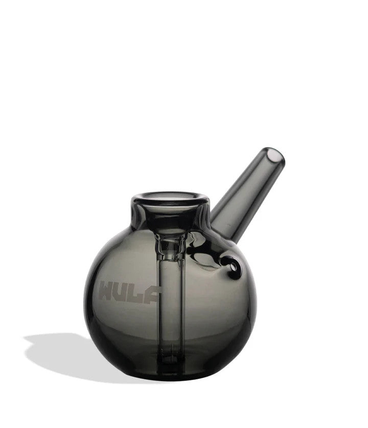 smoke-colored wulf mods beek bubbler displayed in a front angled view showing translucent finish and compact bubbler form