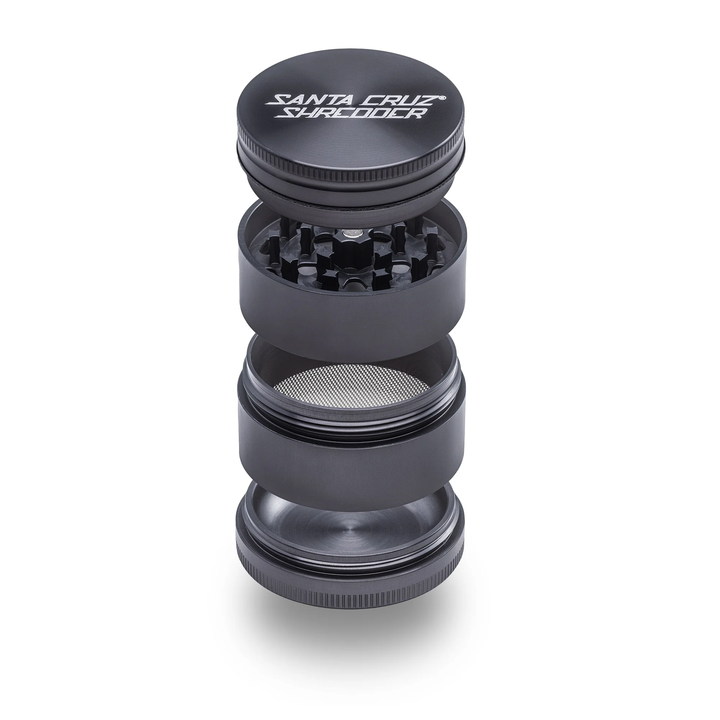 Grey Santa Cruz Shredder 4-Piece Medium Grinder – precision milled metal finish.