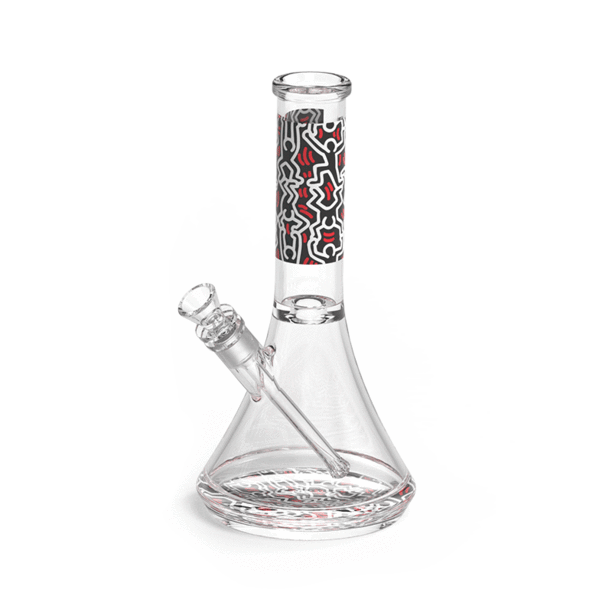 Keith Haring Glass Water Pipe - Black, Red, and White