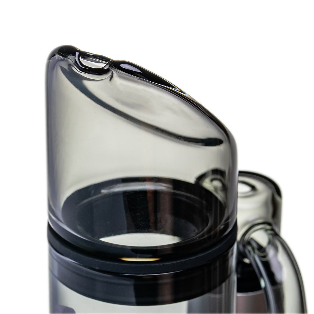ryan fitt pivot bubbler mouthpiece close up showing ergonomic lip shape and smooth glass finish