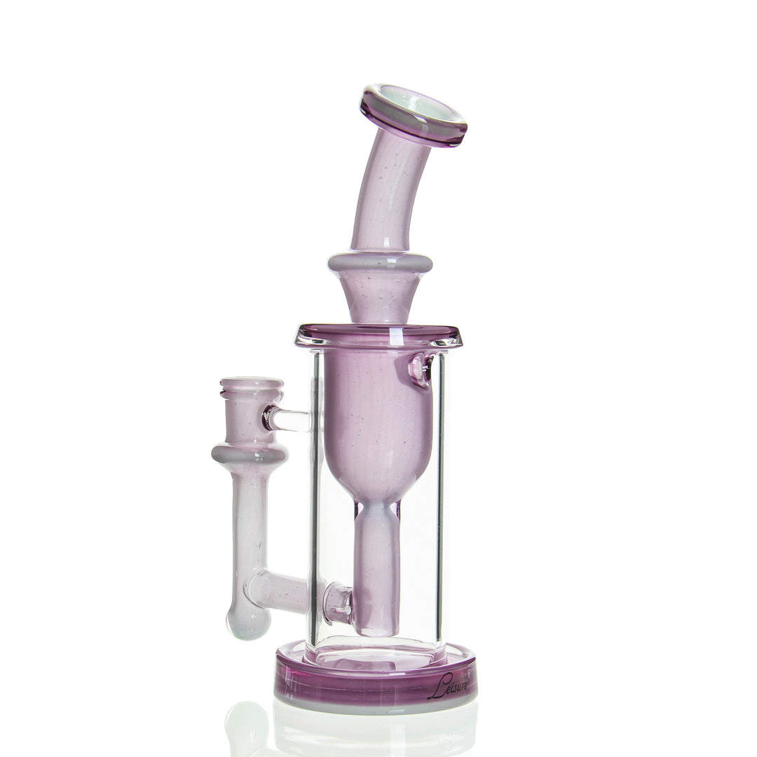 Side view of the Leisure Glass Incycler Karma Over Mint featuring a compact design, precision glasswork, and a 14mm female joint for optimal airflow.
