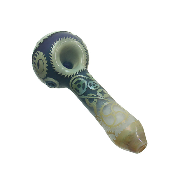 Liberty 503 Deep Sandblasted Dual Color Frit Hand Pipe Gears with reversal cap