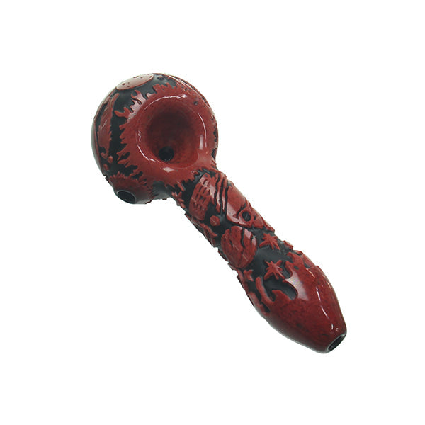 Liberty 503 Deep Sandblasted Two Tone Hand Pipe Red and Black Skulls