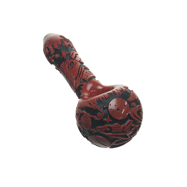 Liberty 503 Deep Sandblasted Red and Black Skulls side view