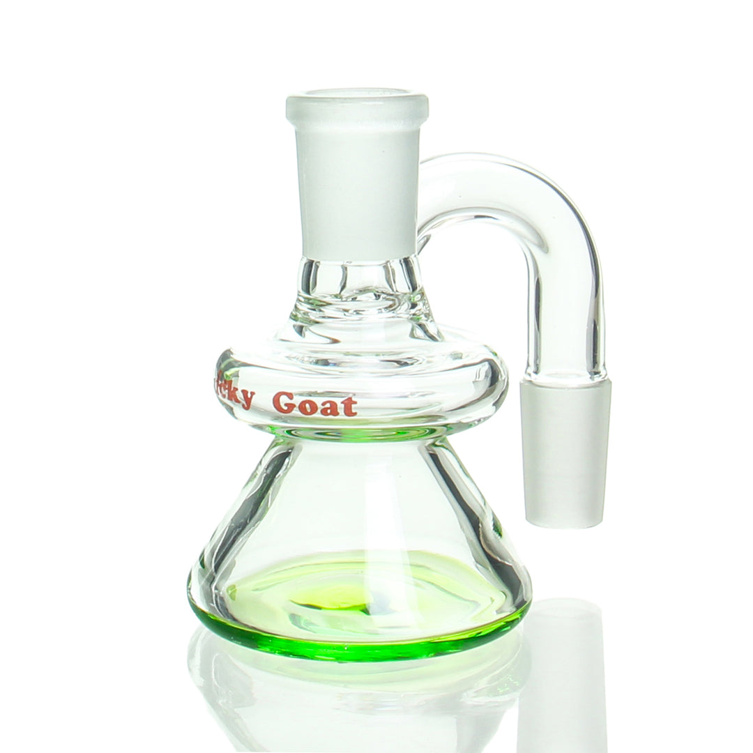 Lucky Goat 14mm Dry Catcher Green — 14mm dry ash catcher attachment with green Lucky Goat accent for bongs