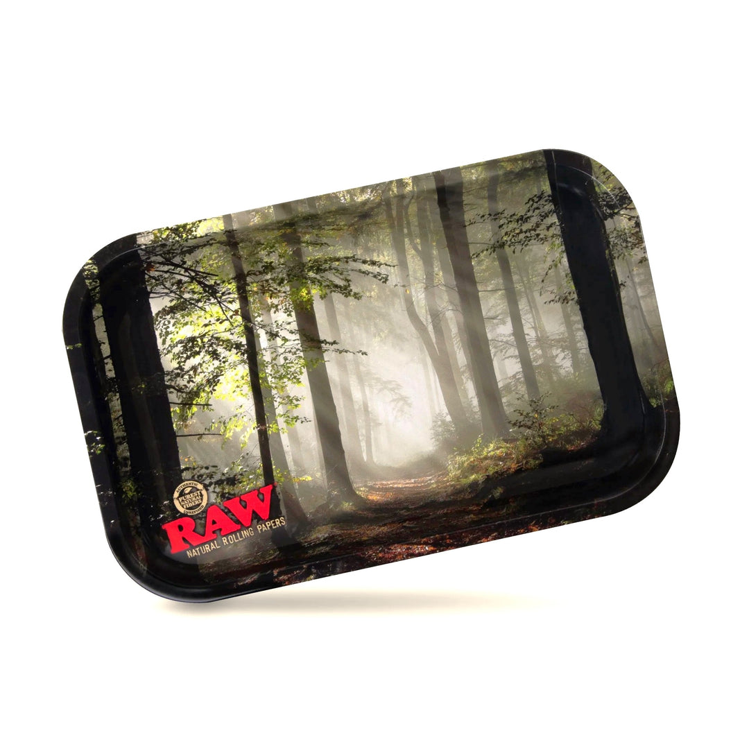 RAW Smokey Forest Small Rolling Tray Standing Upright