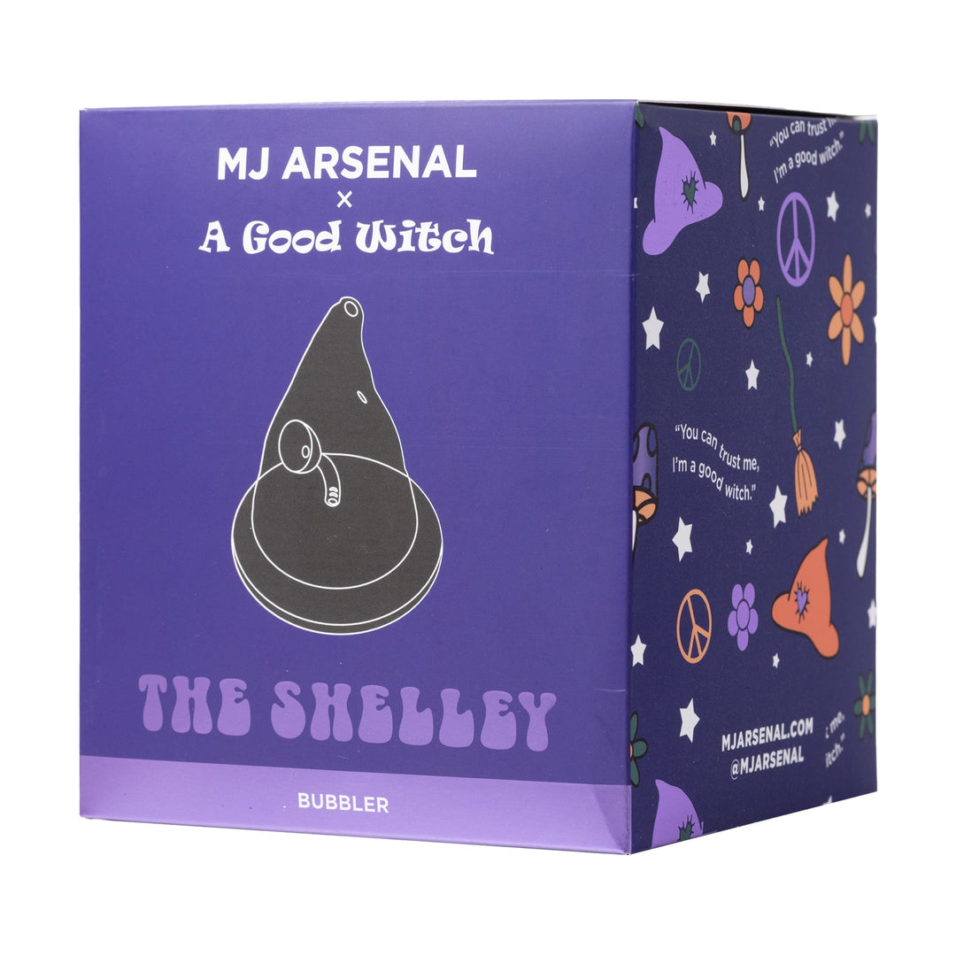 MJ Arsenal x A Good Witch The Shelley Bubbler — witchy collab glass bubbler, top-down view