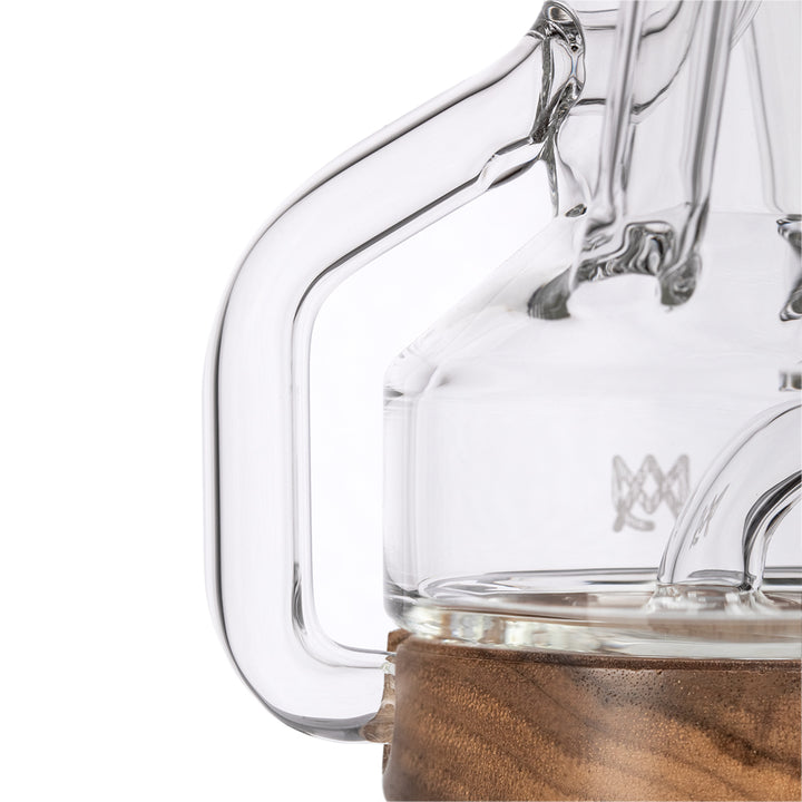 MJ Arsenal Apex Mini Rig Alpine Series, base detail milled black walnut stand