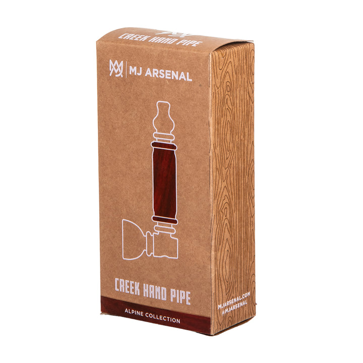 Front of the MJ Arsenal Alpine Collection retail packaging for the Creek Hand Pipe
