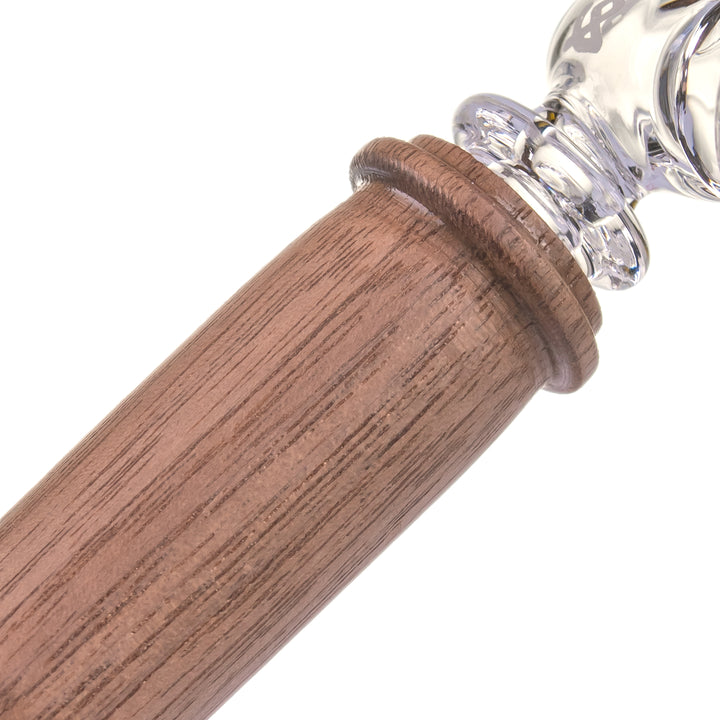 Close-up of the walnut wood grain on the MJ Arsenal Creek Hand Pipe