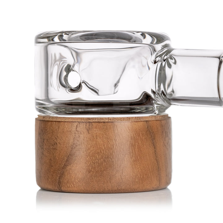 MJ Arsenal Granby Hand Pipe Alpine Series, walnut base detail with removable glass insert