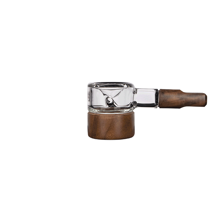 mj arsenal granby hand pipe alpine series 360 degree rotating view glass and walnut hand pipe