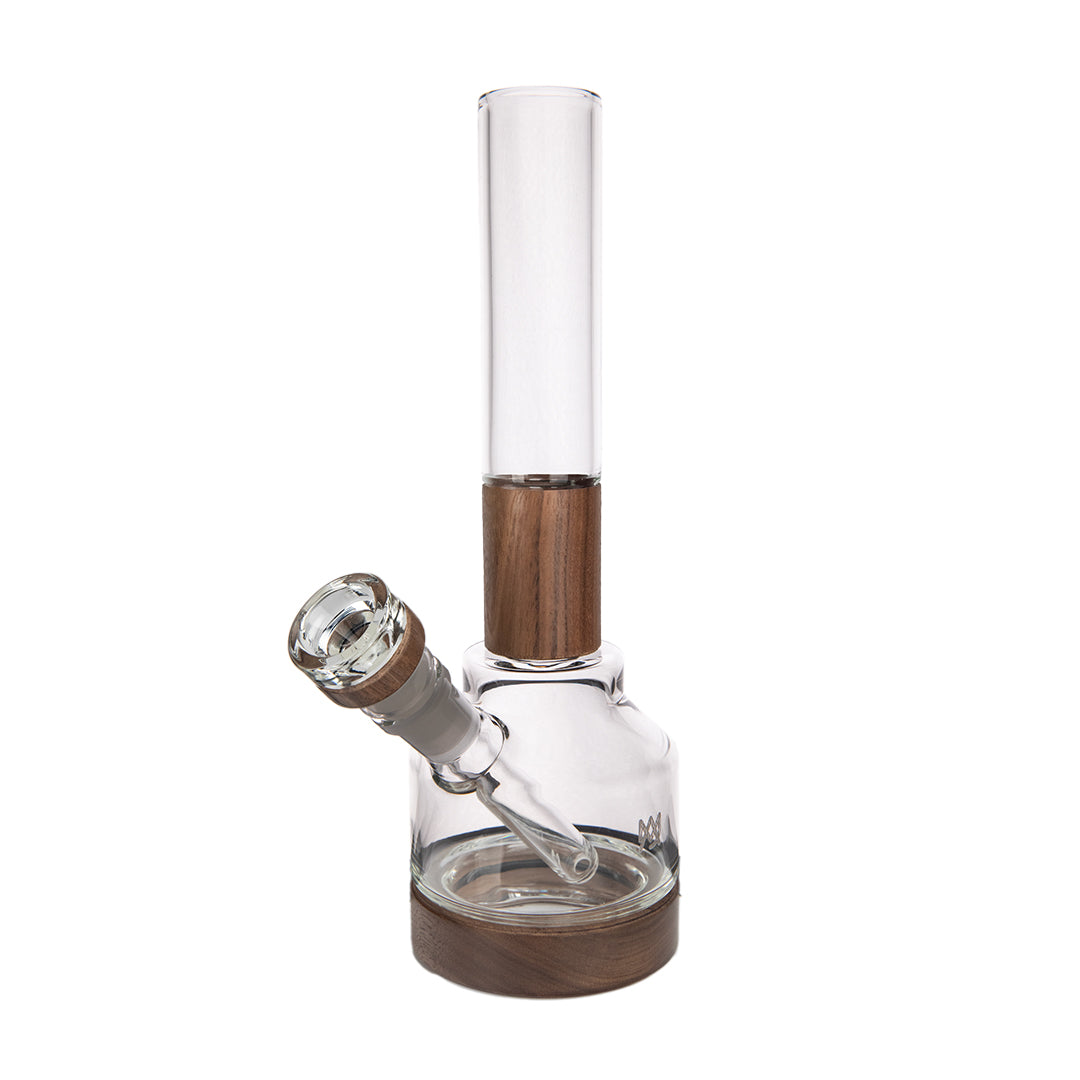 MJ Arsenal Alpine Palisade Water Pipe, wood and borosilicate glass bong with walnut base, hero shot
