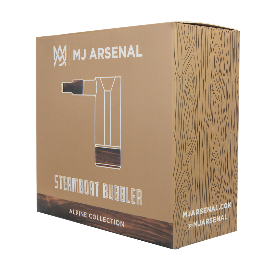 MJ Arsenal Steamboat Bubbler Alpine Series, disassembled view of glass and wood parts