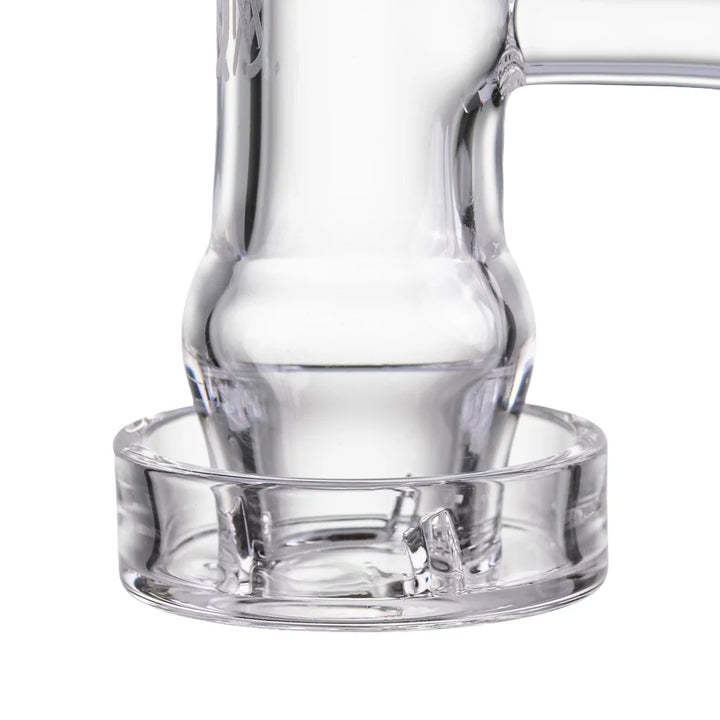 Close-up of the bucket on the MJ Arsenal Bubble Banger, showing the 26.5mm deep quartz bucket and full weld construction