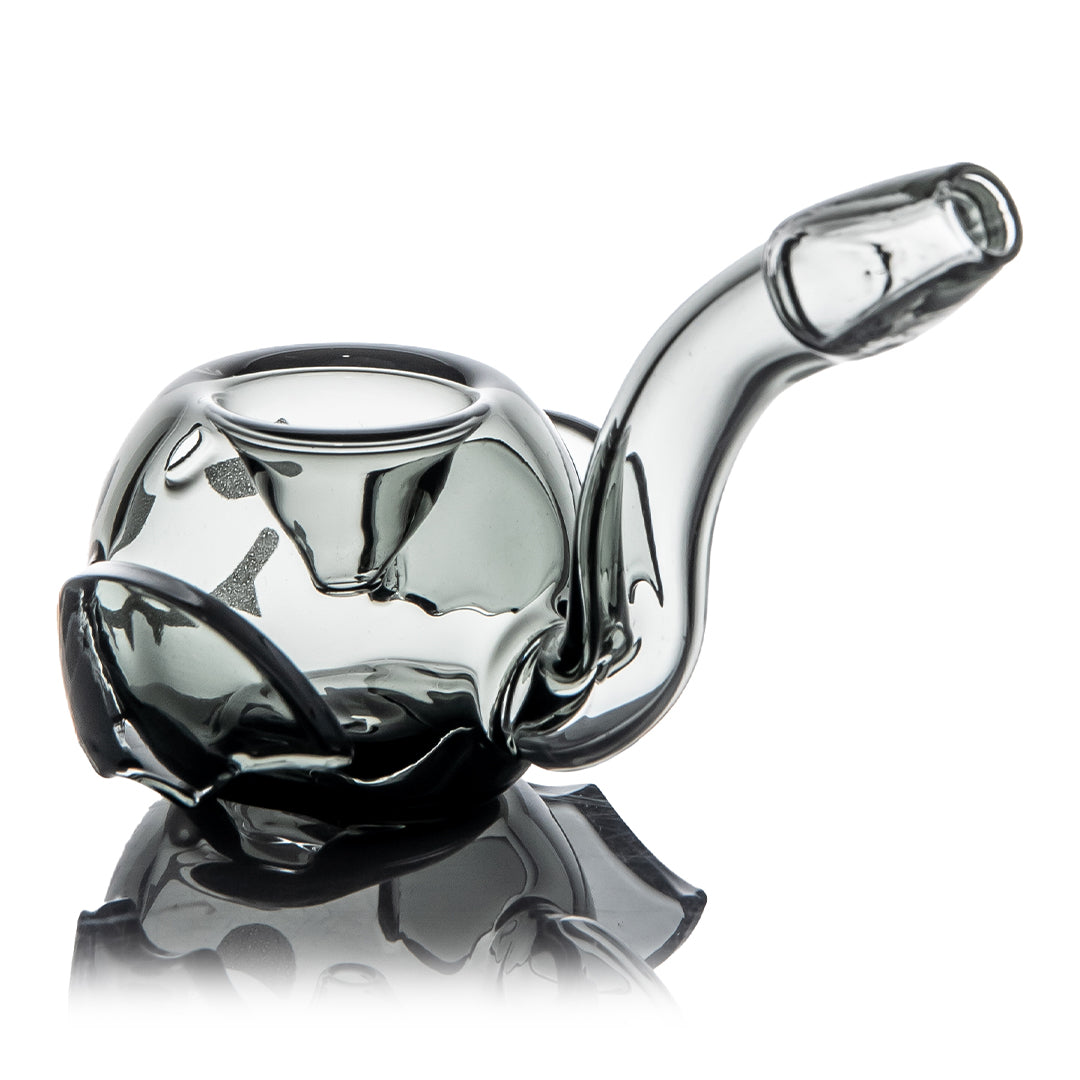 MJ Arsenal Bud-Sucker Hand Pipe from above, showing the top-mounted bowl set into the rounded smoke glass body
