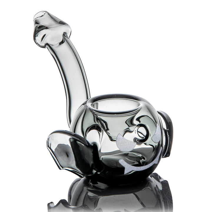 MJ Arsenal Bud-Sucker Hand Pipe from the opposite side, showing the sculpted wing and the upswept glass mouthpiece