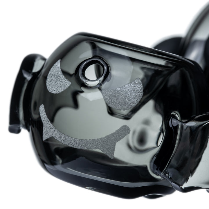 Close-up of the MJ Arsenal Bud-Sucker Hand Pipe smoke glass body and carb hole