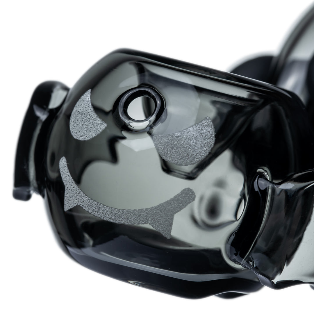 Close-up of the MJ Arsenal Bud-Sucker Hand Pipe smoke glass body and carb hole
