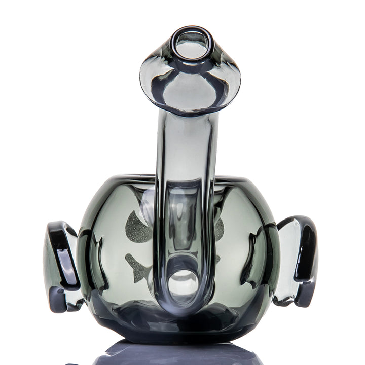 MJ Arsenal Bud-Sucker Hand Pipe rear view, the mouthpiece rising straight up between the folded wings