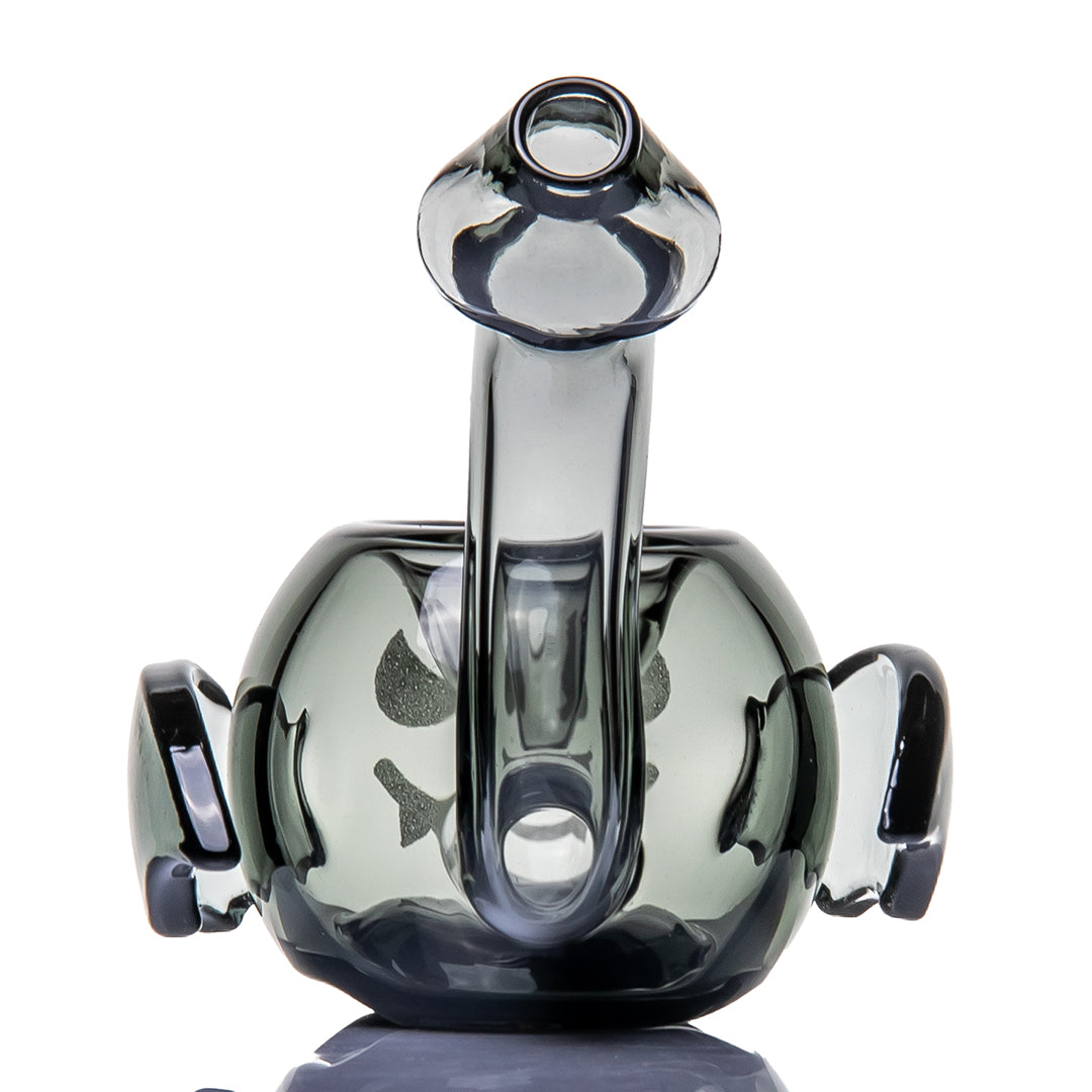 MJ Arsenal Bud-Sucker Hand Pipe rear view, the mouthpiece rising straight up between the folded wings