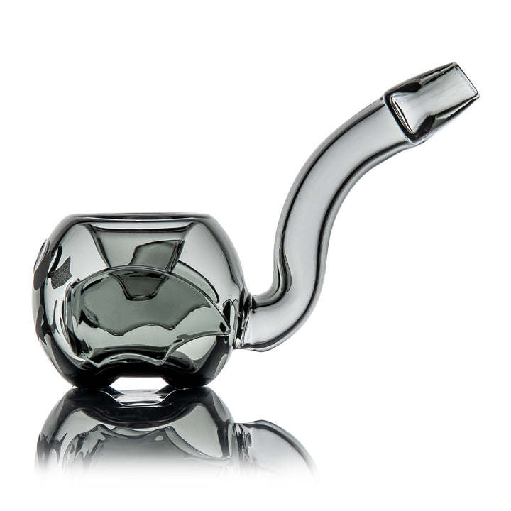 MJ Arsenal Bud-Sucker Hand Pipe side profile, the flat base and the long curved mouthpiece
